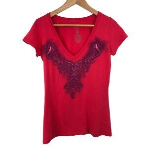 Wrangler Aura Womens Size Large Pink/Purple Graphic Print Short Sleeve T-shirt